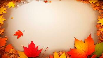 gefallen Herbst Blatt mit Kopieren Raum Hintergrund ai generiert foto