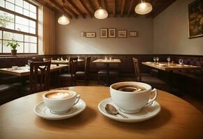 Kaffee auf Restaurant Tabelle ai generiert foto