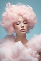 attraktiv Barbie Stil Frau im Rosa Kleider , ai generiert foto