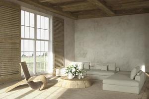 Beige Wohnzimmer im Landhausstil mit Holzmöbeln foto