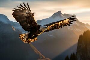 Bild von ein Adler Flug im Mitte Luft ai generativ foto