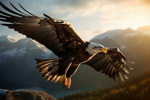 Bild von ein Adler Flug im Mitte Luft ai generativ foto