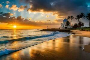 das Sonnenuntergang auf das Strand im puerto Rico. KI-generiert foto