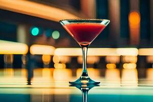 ein Cocktail im ein Martini Glas auf ein Tisch. KI-generiert foto