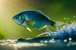 ein Fisch ist Schwimmen im das Wasser. KI-generiert foto