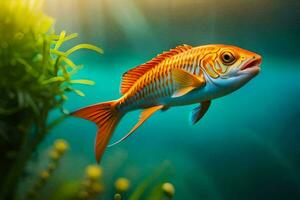 ein Fisch Schwimmen im das Wasser. KI-generiert foto