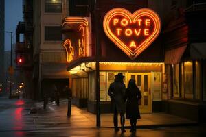 emotional Einschlag Neon- retro Stil fotografieren von Menschen ai generativ foto