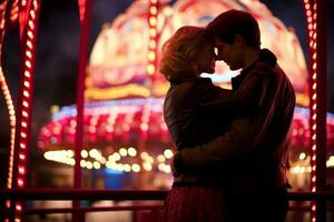 emotional Einschlag Neon- retro Stil fotografieren von Menschen ai generativ foto