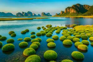 das schön Landschaft von das Karst Landschaft im Vietnam. KI-generiert foto