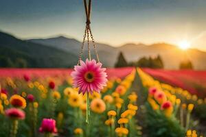 Foto Hintergrund das Sonne, Blumen, das Feld, das Blumen, das Feld, das Blumen,. KI-generiert