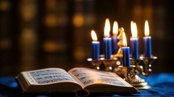 Chanukka Kerzen mit Hebräisch Gebet Buch foto
