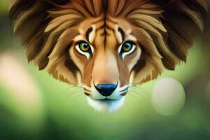 ein Digital Gemälde von ein Löwen Kopf. KI-generiert foto
