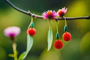 Blumen auf ein Baum Ast. KI-generiert foto