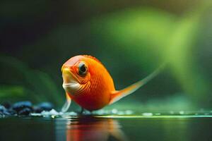 ein klein Orange Fisch Schwimmen im das Wasser. KI-generiert foto