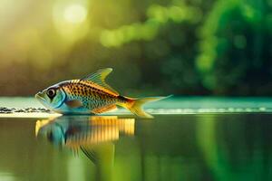 Fisch im das Wasser mit ein Grün Hintergrund. KI-generiert foto