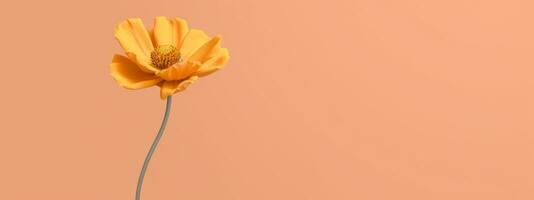 ein modern und minimalistisch Banner mit ein Single Stengel von ein Blume, mit sauber Linien und Fett gedruckt Farben, Hervorheben das Eleganz und Einfachheit von Natur. generativ ai foto