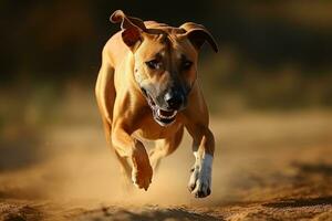 Hund beteiligt im ein Aktion Betrieb, fürsorglich, . generativ ai foto