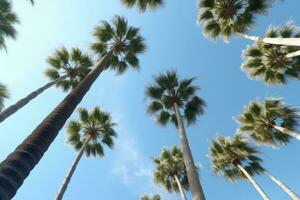 Palme Bäume gegen Blau Himmel . generativ ai foto
