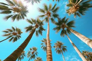 Palme Bäume gegen Blau Himmel . generativ ai foto
