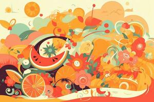 abstrakt Illustration Sommer- Tag Thema. lebendig Farben. generativ ai. foto