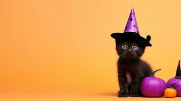 süß Katze ,Halloween Thema auf isoliert hintergrund.glücklich Halloween Konzept.erstellt mit generativ ai Technologie foto