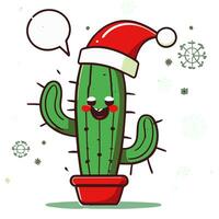 kawaii Kaktus im Santa Hut, glücklich Weihnachten Grafik foto
