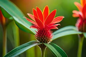 rot Blume im das Sonne. KI-generiert foto