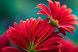 rot Blumen auf ein Grün Hintergrund. KI-generiert foto