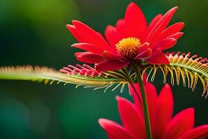 ein rot Blume mit Gelb Staubblatt. KI-generiert foto