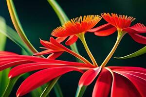 ein schließen oben von zwei rot Blumen. KI-generiert foto