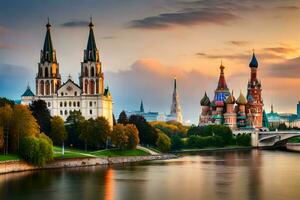 Moskau, Russland, Kreml, Kreml Turm, Kreml Brücke, kreml. KI-generiert foto