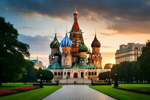 das Kathedrale von st Basilikum im Moskau, Russland. KI-generiert foto