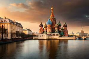 das rot Platz im Moskau, Russland. KI-generiert foto