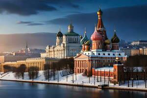 das Kreml und das Fluss Moskau, Russland. KI-generiert foto