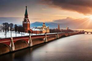 das Krementschuk Brücke im Moskau, Russland. KI-generiert foto