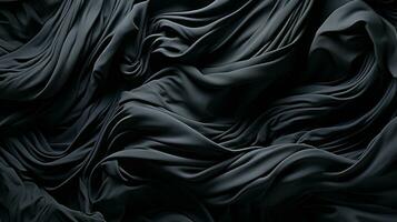 ein wild, ätherisch Tapisserie von schwarz Stoff kunstvoll drapiert über ein Oberfläche weckt ein Gefühl von Geheimnis und Schönheit, ai generativ foto
