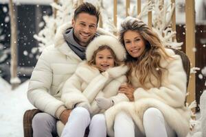 glücklich Familie auf Winter Ferien ai generiert foto