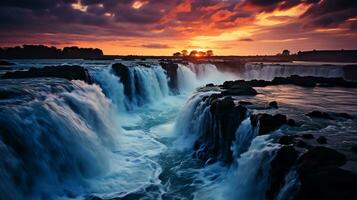 ein schön Sonnenuntergang Über ein Wasserfall foto