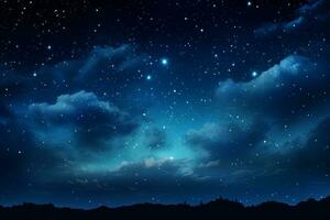 Nacht Himmel mit Sterne und Wolken. generativ ai foto