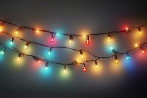 mehrfarbig Weihnachten Beleuchtung gegen ein dunkel Hintergrund. generativ ai foto
