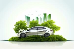 ökologisch freundlich elektrisch Auto mit verlängerbar Ressourcen. generativ ai foto