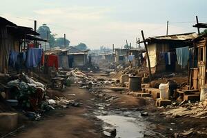 ai generativ Fotos von Slum Siedlungen abbilden wirtschaftlich disparat