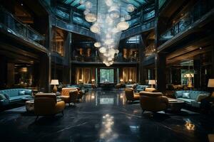 das luxuriös Hotel Innere Raum ai generativ foto