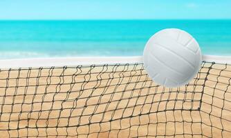 Strand Landschaft mit Volleyball Ball. Sommer. Hintergrund ist Meer Wasser und Blau Himmel. foto
