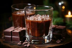 ein Glas von warm Schokolade im Winter Werbung Essen Fotografie foto