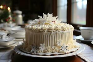 Winter Kuchen Wunderland im das Küche Tabelle foto