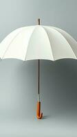 realistisch 3d Weiß leer Regenschirm Symbol isoliert zum branding spotten UPS Vorderseite Aussicht Vertikale Handy, Mobiltelefon Hintergrund ai generiert foto