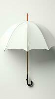 realistisch 3d Weiß leer Regenschirm Symbol isoliert zum branding spotten UPS Vorderseite Aussicht Vertikale Handy, Mobiltelefon Hintergrund ai generiert foto