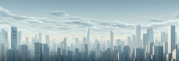 ein Stadtbild von Weiß Wolkenkratzer, ein modern städtisch Hintergrund im 3d Rendern ai generiert foto