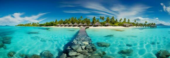 Strand Lagune im ein tropisch Paradies, ein atemberaubend Hintergrund zum Sommer- Urlaube ai generiert foto